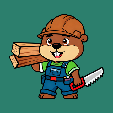 卡通伐木工熊形象插画