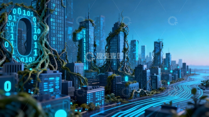 高清大图下载【趣麦麦图】科技背景数字生态6