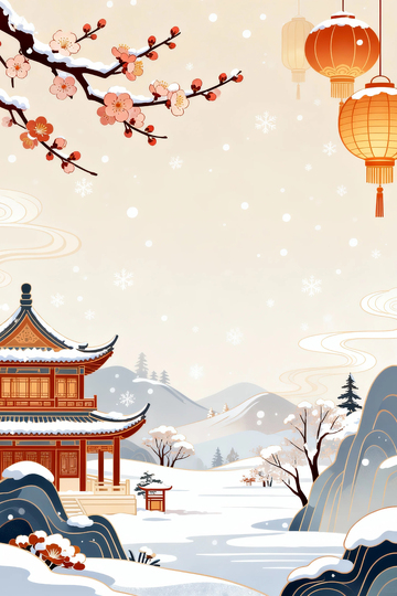 冬季大雪梅花背景5