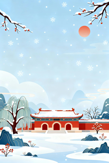 冬季大雪梅花背景10