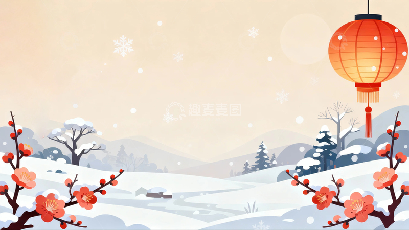 高清大图下载【趣麦麦图】冬季雪景节气背景06