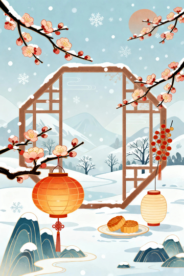 冬季大雪梅花背景11