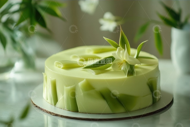 高清大图下载【趣麦麦图】绿色蔬菜奶油蛋糕
