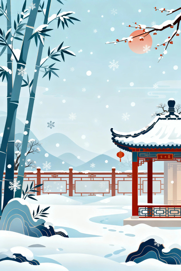 冬季大雪梅花背景7