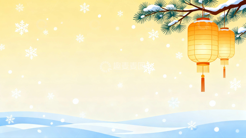 高清大图下载【趣麦麦图】冬季大雪梅花背景12