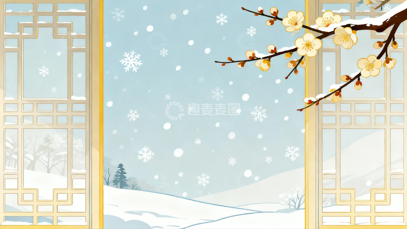 高清大图下载【趣麦麦图】中国风冬季背景5