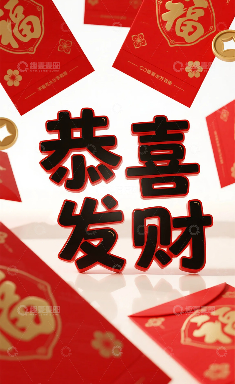 高清大图下载【趣麦麦图】红色喜庆恭喜发财红包图片