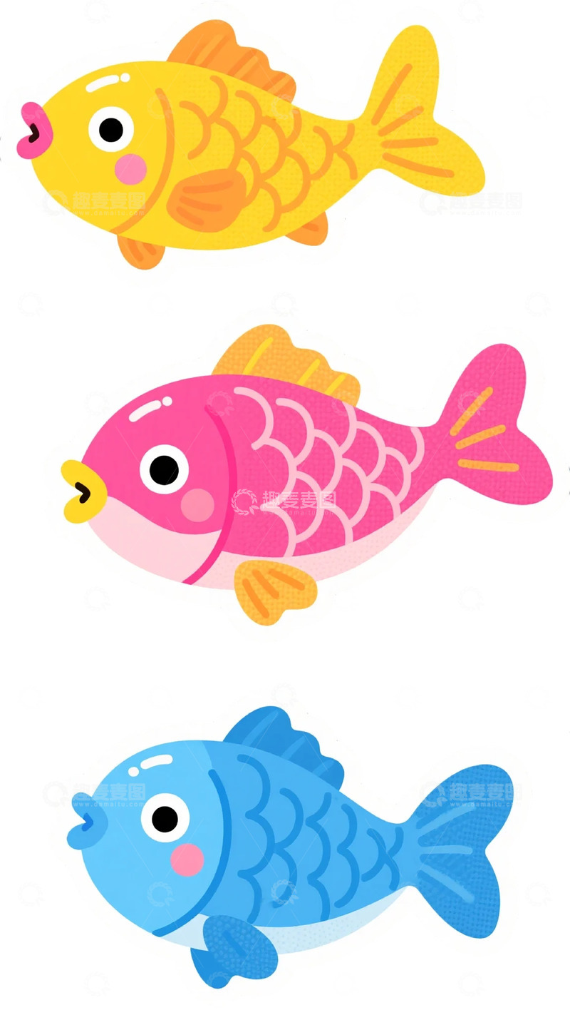 高清大图下载【趣麦麦图】-卡通鱼图案设计素材