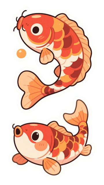 卡通风格锦鲤插画设计元素