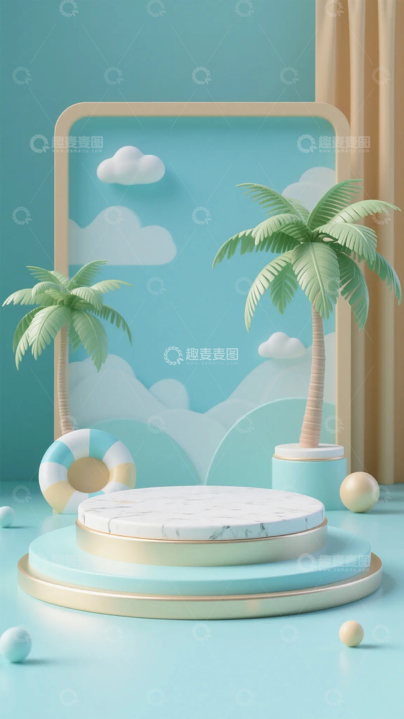 高清大图下载【趣麦麦图】夏日椰树场景设计素材