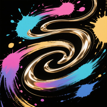 抽象金线旋涡艺术装饰画