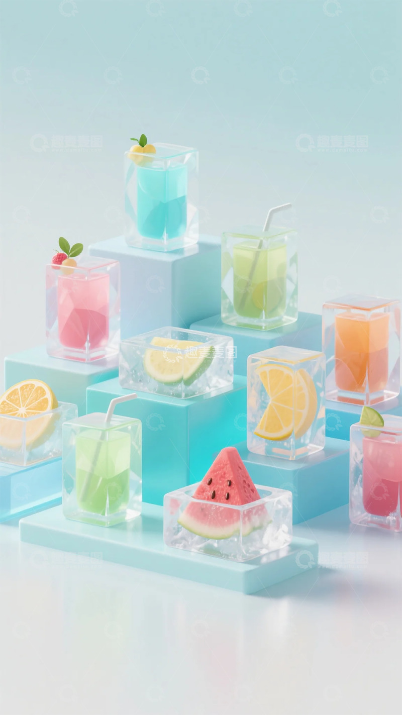 高清大图下载【趣麦麦图】清爽夏日冰块饮品摄影