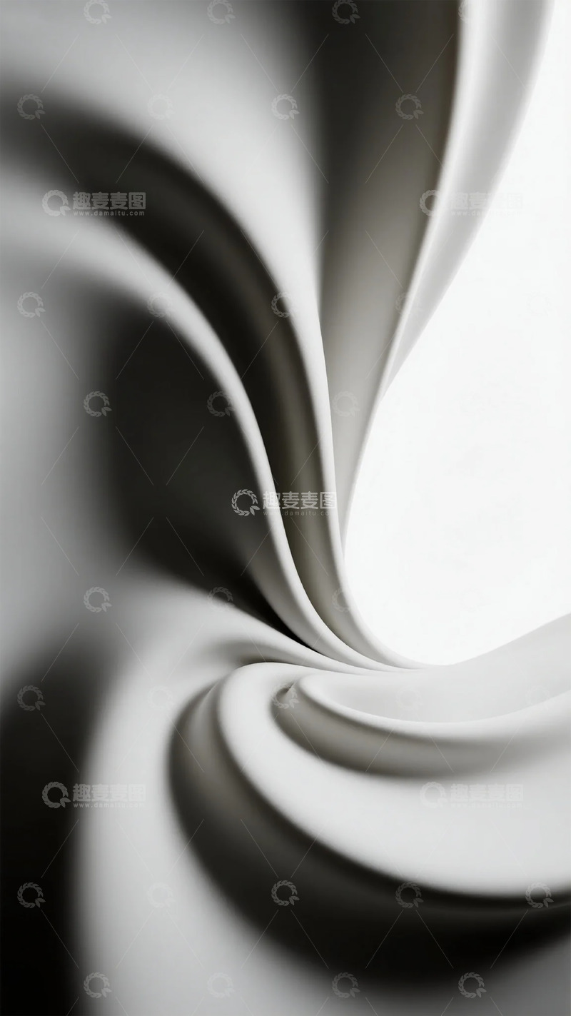 高清大图下载【趣麦麦图】抽象螺旋黑白艺术图案