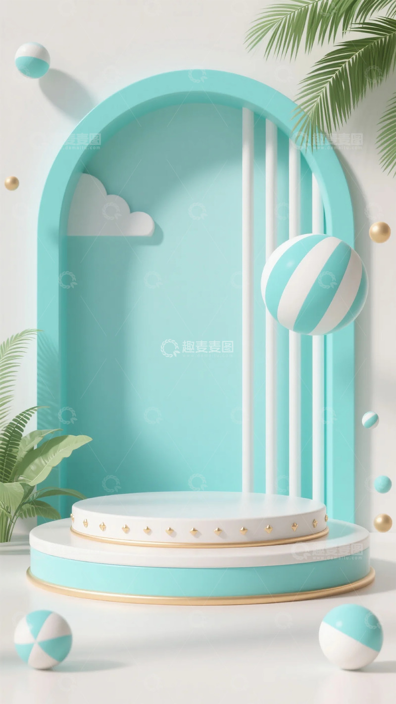 高清大图下载【趣麦麦图】清新夏日展示台场景设计