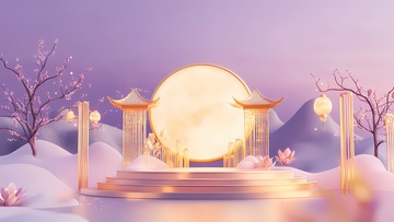 东方风格节庆场景渲染图