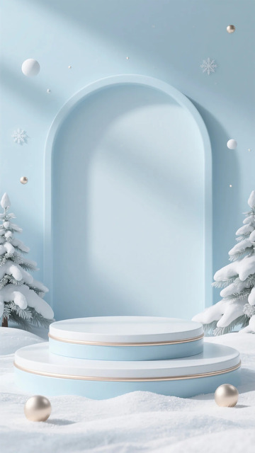 冰雪圣诞展示台设计素材