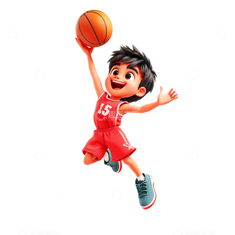 高清大图下载【趣麦麦图】卡通篮球少年运动插画