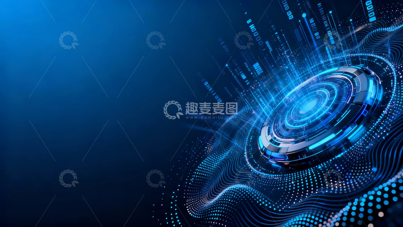 高清大图下载【趣麦麦图】蓝色科技浪潮商务背景5