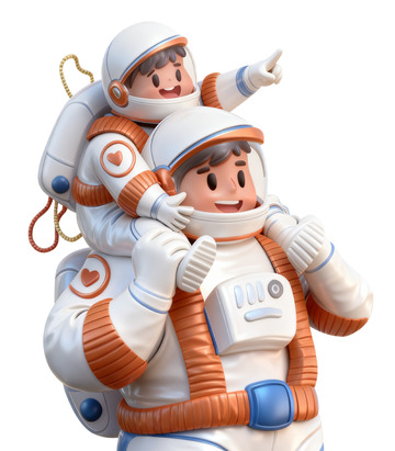 卡通风格太空探险员插画