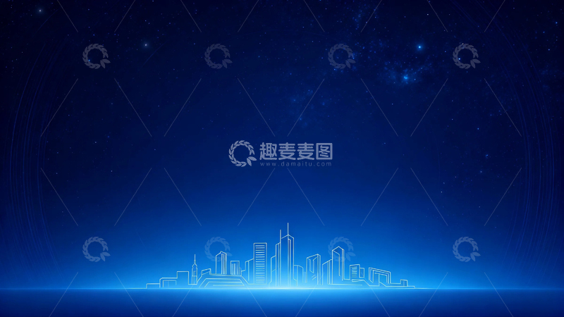 高清大图下载【趣麦麦图】蓝色城市商务背景3