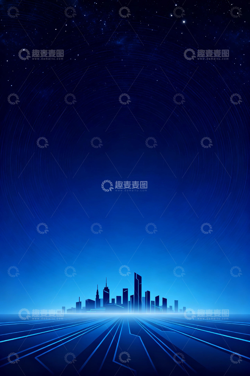 高清大图下载【趣麦麦图】蓝色城市商务背景1