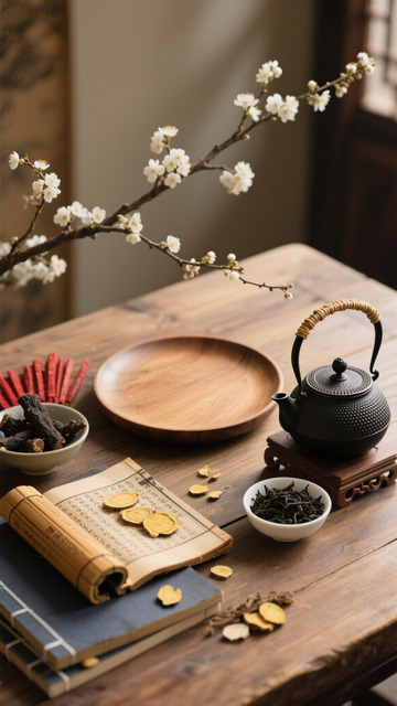 梅花中式复古药材背景