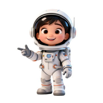 卡通宇航员形象插画设计素材
