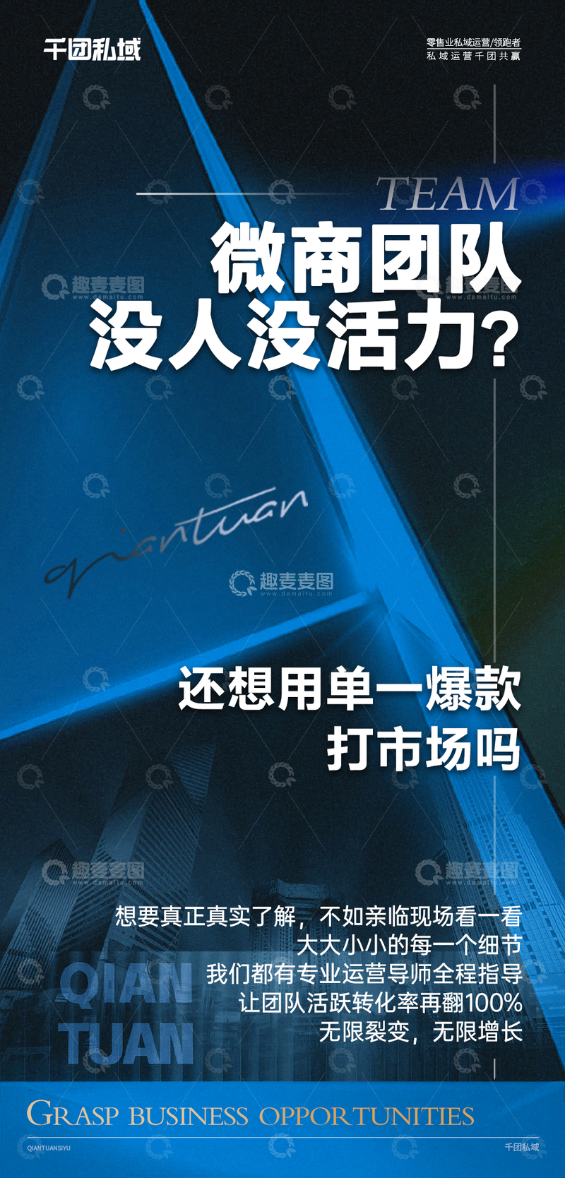 源文件下载【趣麦麦图】微商团队宣传招商海报