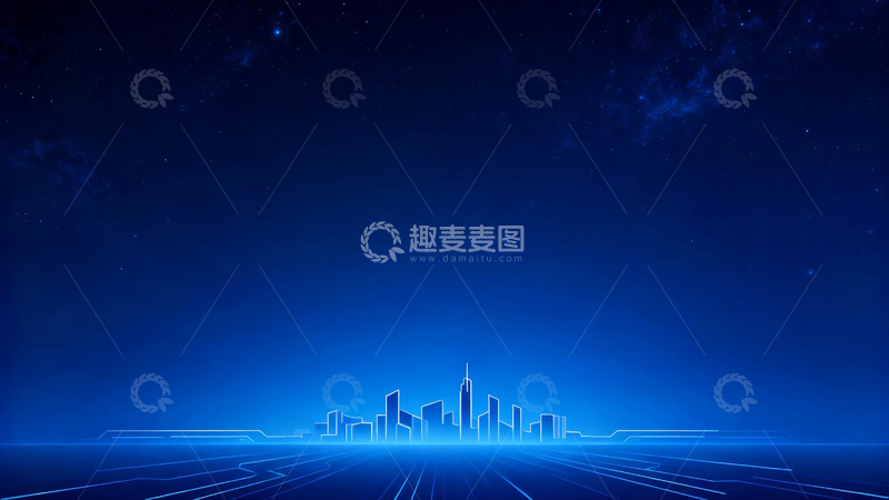 高清大图下载【趣麦麦图】蓝色城市商务背景6