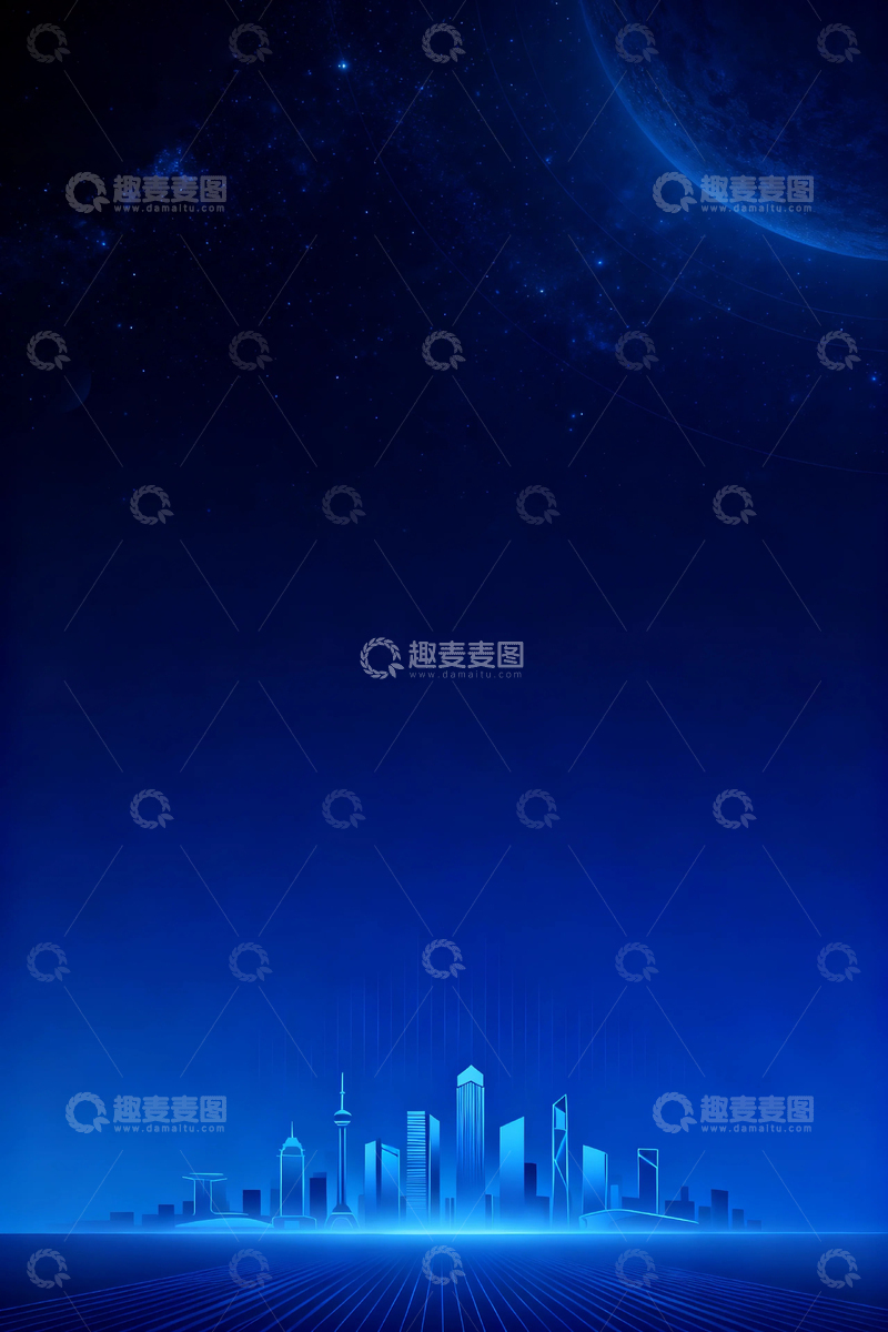 高清大图下载【趣麦麦图】蓝色城市商务背景21