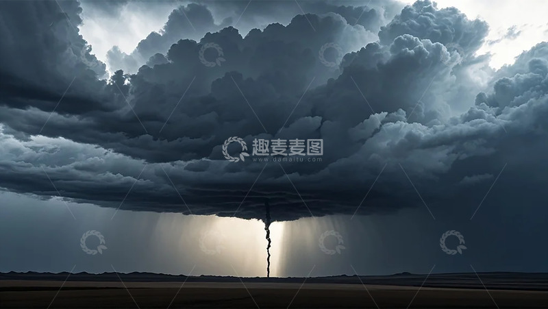 高清大图下载【趣麦麦图】乌云压顶龙卷风震撼场景