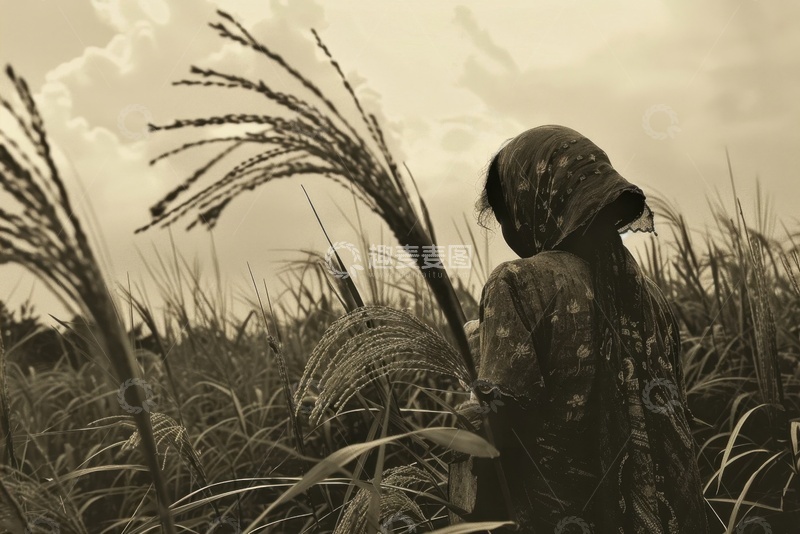 高清大图下载【趣麦麦图】黑白色农忙照片