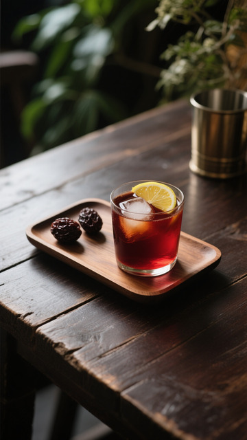 柠檬西梅饮品写实背景