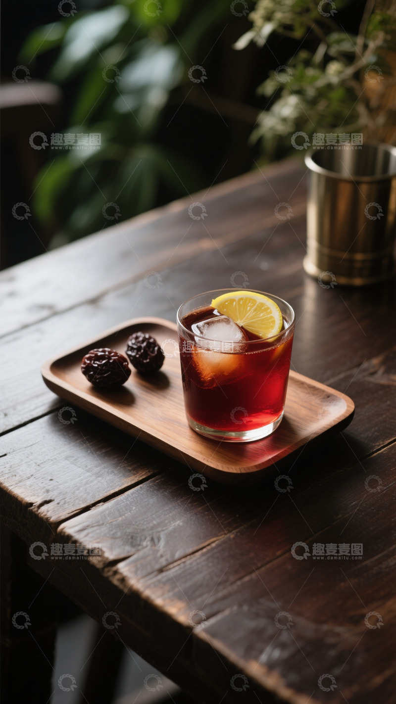 高清大图下载【趣麦麦图】-柠檬西梅饮品写实背景