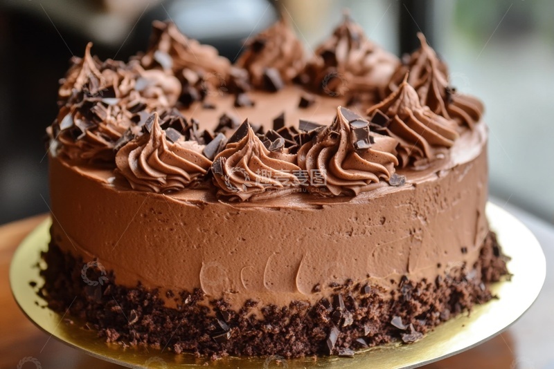 高清大图下载【趣麦麦图】一盘巧克力奶油蛋糕