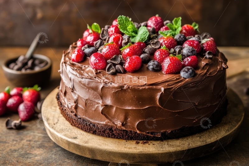高清大图下载【趣麦麦图】美味水果巧克力奶油蛋糕
