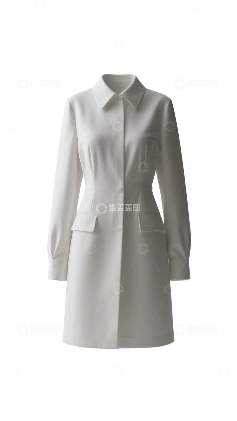 高清大图下载【趣麦麦图】简约风格白色风衣外套