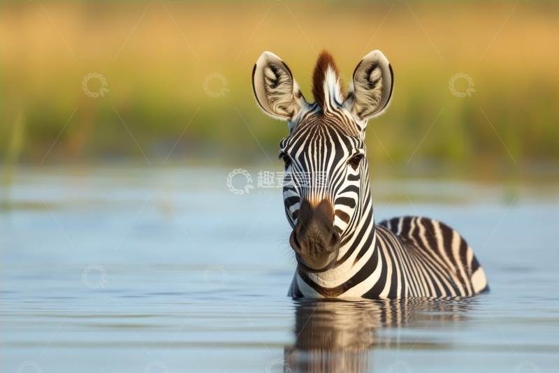 高清大图下载【趣麦麦图】过河的一匹斑马