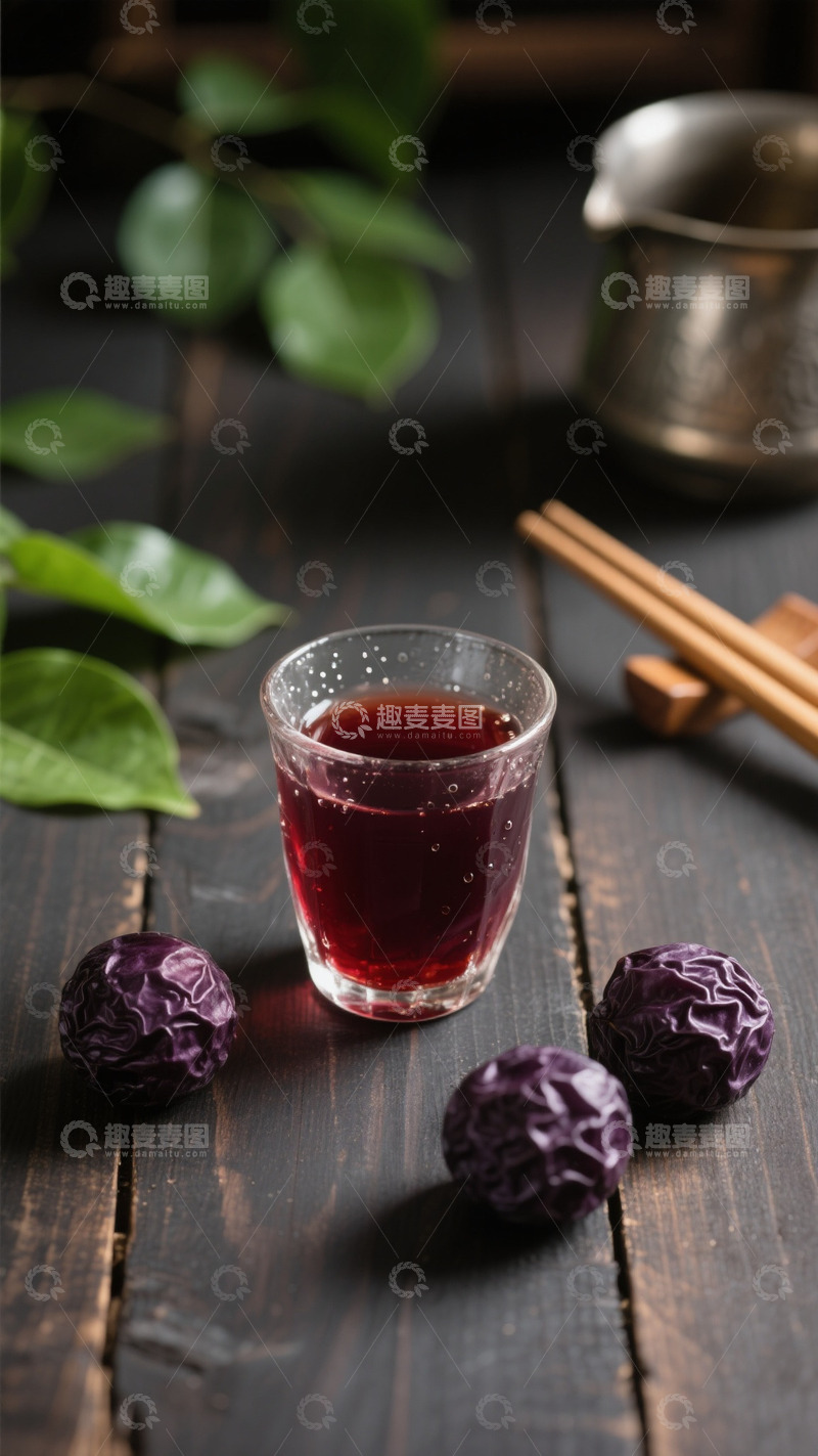 高清大图下载【趣麦麦图】-西梅果汁饮品写实背景