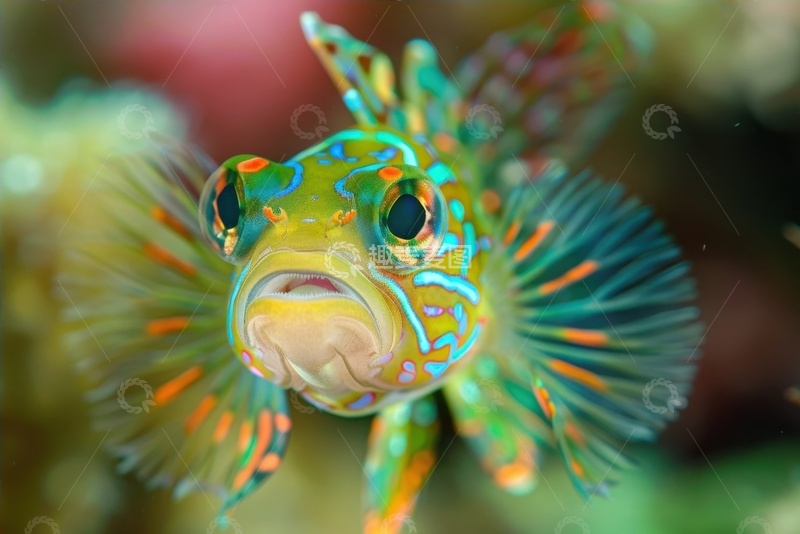 高清大图下载【趣麦麦图】海洋里的一只绿色的漂亮观赏鱼