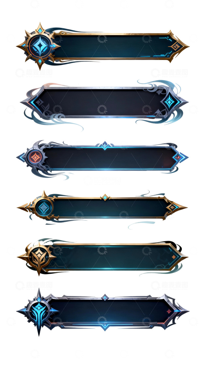 高清大图下载【趣麦麦图】科技感游戏风格UI标题框