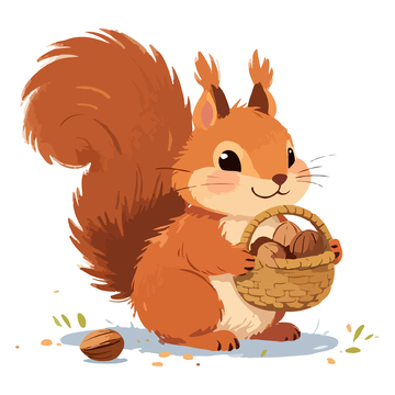卡通松鼠坚果插画素材