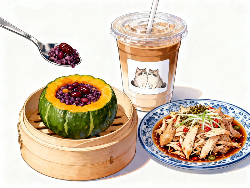 源文件下载【趣麦麦图】手撕鸡和糯米南瓜盅1