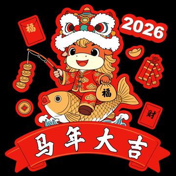 马年大吉新年设计卡通素材