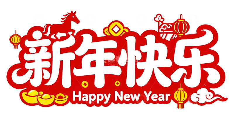 高清大图下载【趣麦麦图】新年快乐喜庆图案设计素材