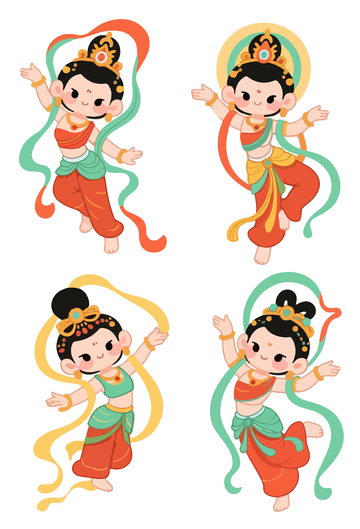 卡通飞天舞女插画
