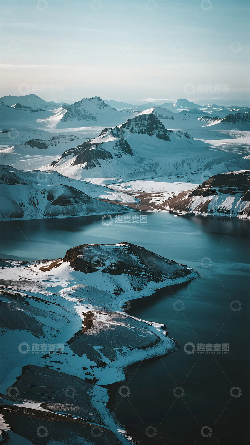 高清大图下载【趣麦麦图】冰雪山脉航拍景观