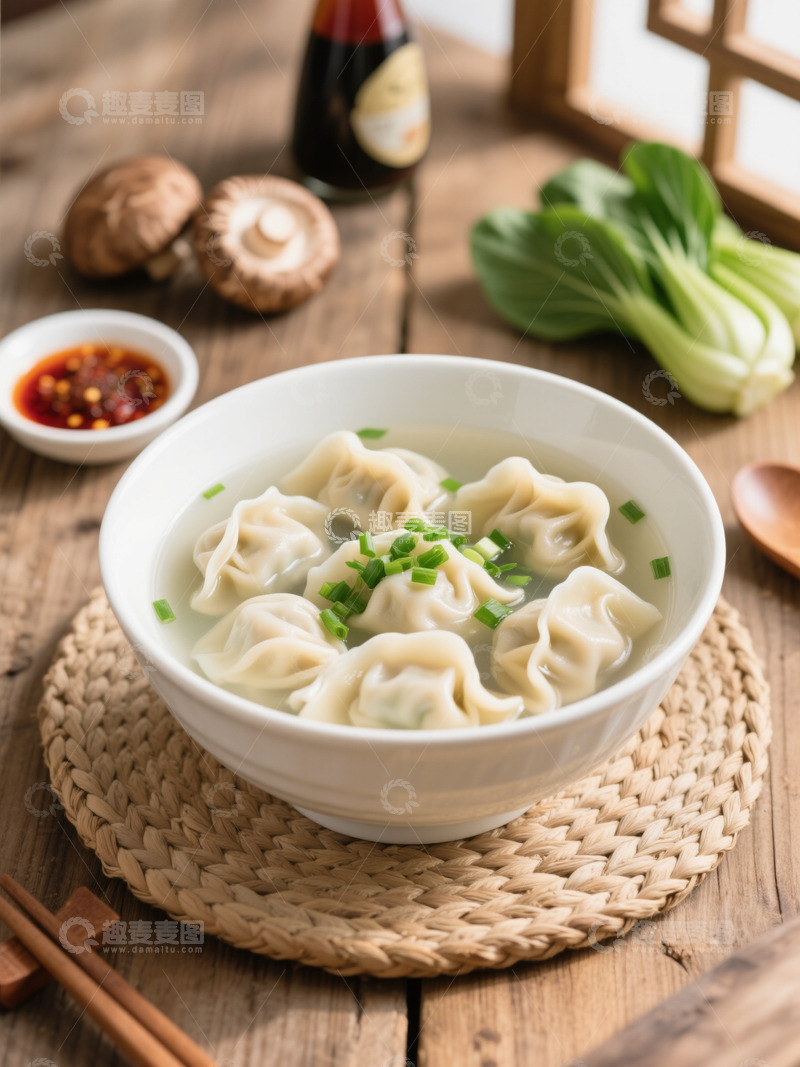 高清大图下载【趣麦麦图】鲜肉馄饨写实背景