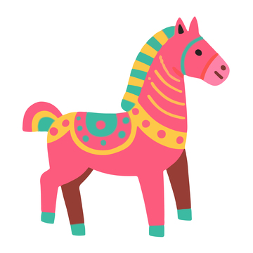 彩绘小马卡通动物矢量素材