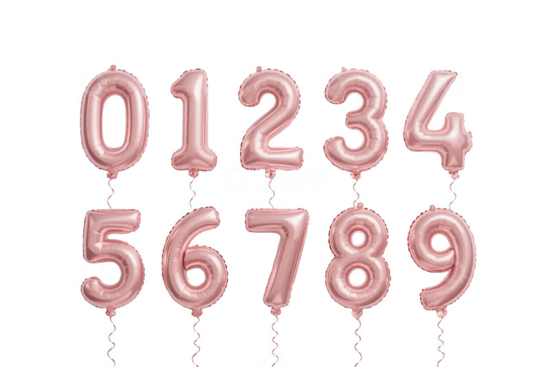 高清大图下载【趣麦麦图】粉色数字气球装饰素材